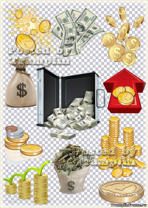 Клипарт – Деньги, золотые монетки , денежные концепции 
